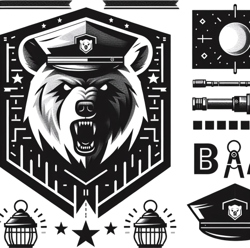create night guard with freddy fazbear logo.
Single Game Texture.  In-Game asset.  2d.  Blank background.  High contrast.  No shadows