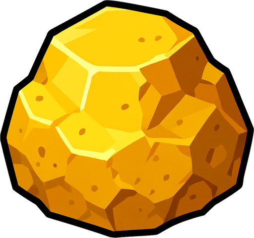 big piece of gold.
In-Game asset.  2d.  High contrast.  No shadows