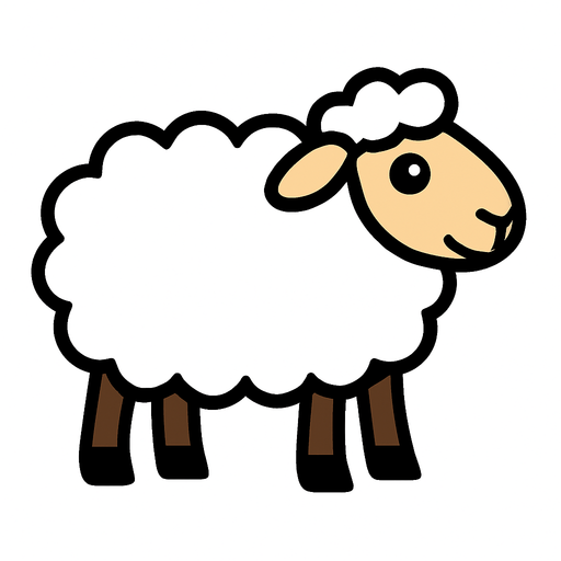Sheep.
In-Game asset.  2d.  High contrast.  No shadows