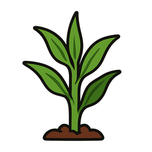 corn stage 2 growth.
In-Game asset.  2d.  High contrast.  No shadows