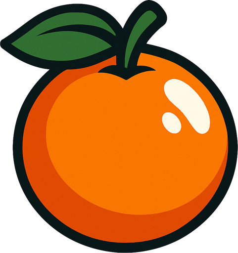 Shiney orange fruit vector.
In-Game asset.  2d.  High contrast.  No shadows