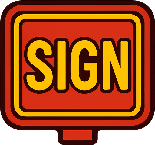 sign.
In-Game asset.  2d.  High contrast.  No shadows