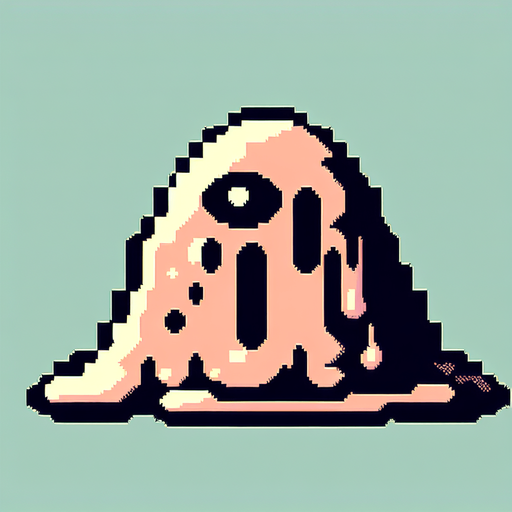snes anime dragon quest style slime enemy.
Single Game Texture.  In-Game asset.  2d.  Blank background.  High contrast.  No shadows
