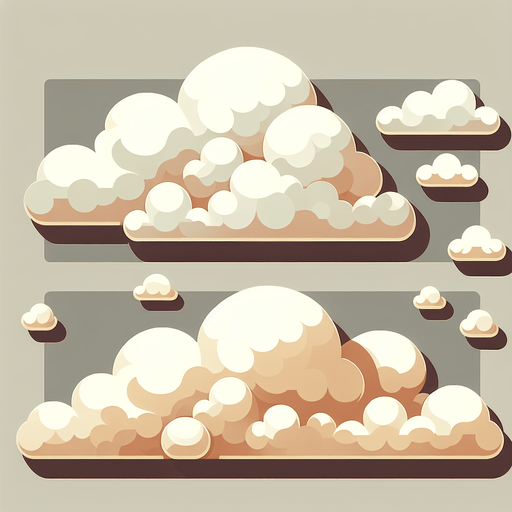 Clouds.
Single Game Texture. In-Game asset. 2d. Blank background. High contrast. No shadows.