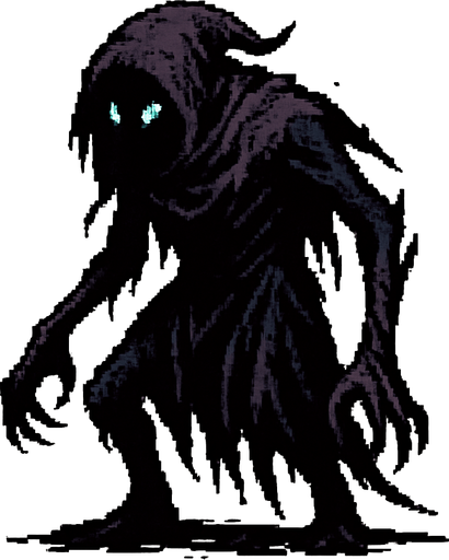 Void Stalker Dark souls style 2d pixel art.
In-Game asset.  2d.  High contrast.  No shadows