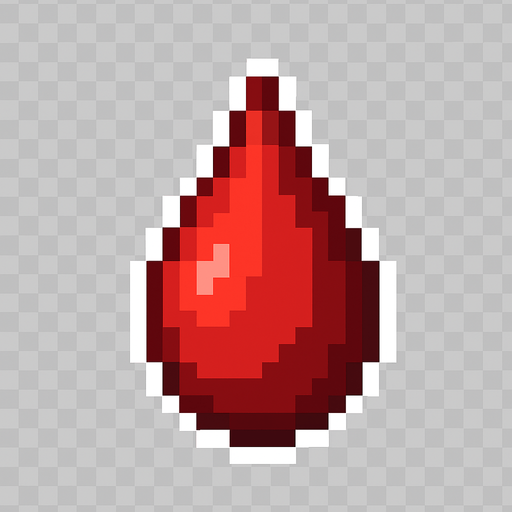 gota de sangue com contorno branco, pixel art, fundo transparente.
In-Game asset.  2d.  High contrast.  No shadows