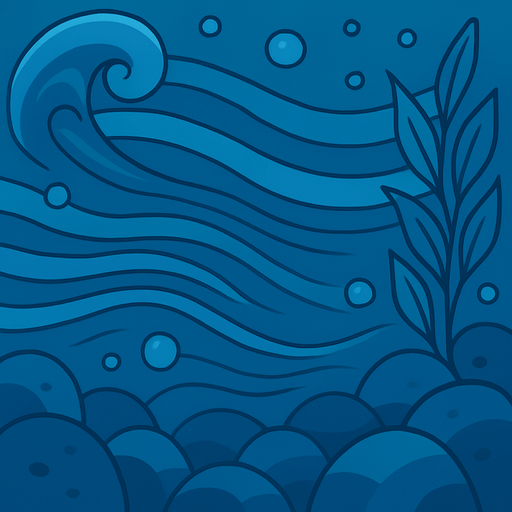 Crea la parte inversa de una carta que representa el elemento agua, no debe tener texto ni espacio vacío, deben ser corrientes de agua y rocas en la parte inferior