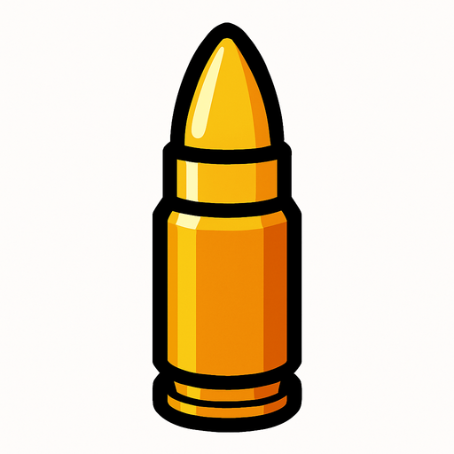 A bullet.
In-Game asset.  2d.  High contrast.  No shadows