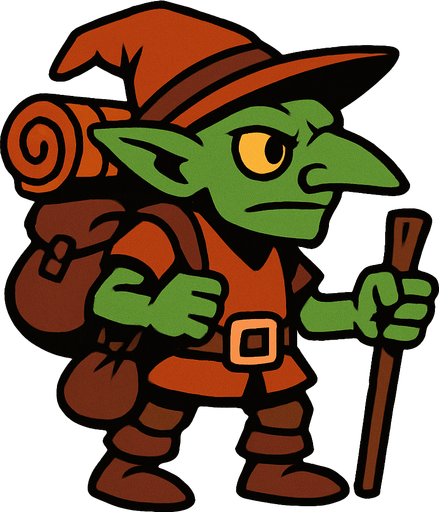 gezgin goblin.
In-Game asset.  2d.  High contrast.  No shadows