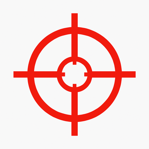 Red crosshair.
In-Game asset.  2d.  High contrast.  No shadows