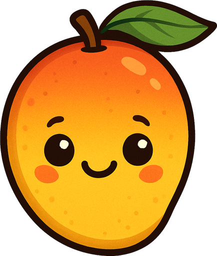 Mango with cute face.
In-Game asset.  2d.  High contrast.  No shadows