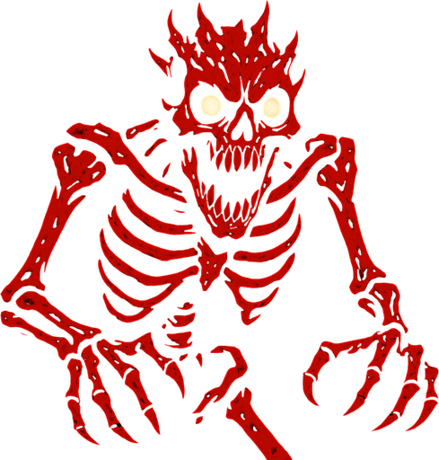 make it a super scary skeleton.
In-Game asset.  2d.  High contrast.  No shadows