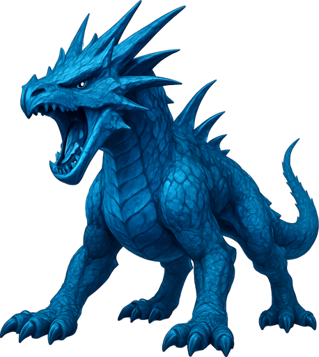 standing air dragons on four legs, looking down. HD blue color. the dragon is opened mouth like he is ready to shout. 
Single Game Texture. In-Game asset. 3D. Blank background. High contrast. No shadows.