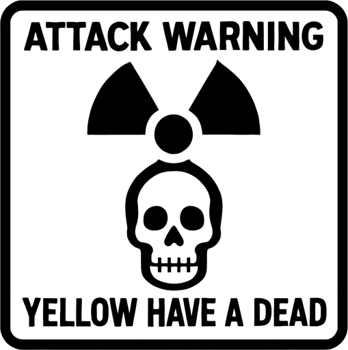 attack warning yellow have a dead logo.
In-Game asset.  2d.  High contrast.  No shadows