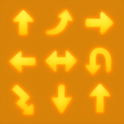 Orange arrow pack assets. Blur. HD color.
Single Game Texture. In-Game asset. 2d. Blank background. High contrast. No shadows.