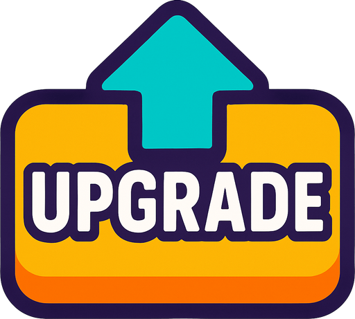 upgrade button.
In-Game asset.  2d.  High contrast.  No shadows