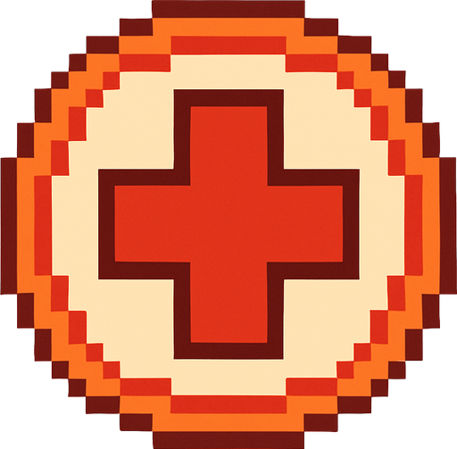 pixel art circle health button.
In-Game asset.  2d.  High contrast.  No shadows