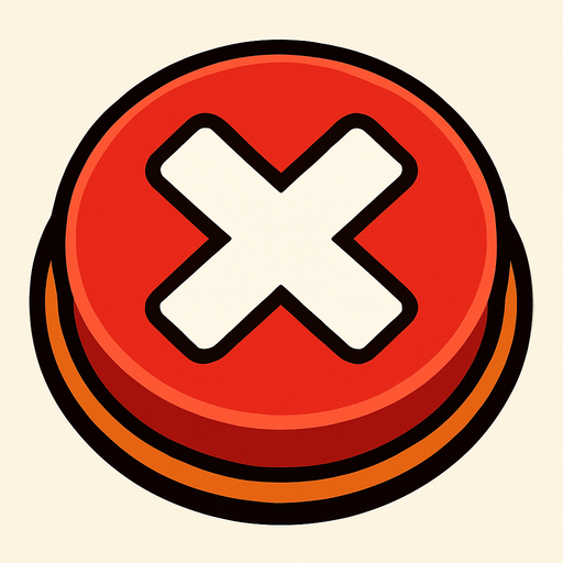 Red button with a 'X' on it.
In-Game asset.  2d.  High contrast.  No shadows