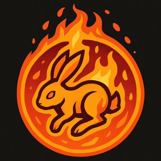 a fire bubble ball with a rabbit on flame.
In-Game asset.  2d.  High contrast.  No shadows