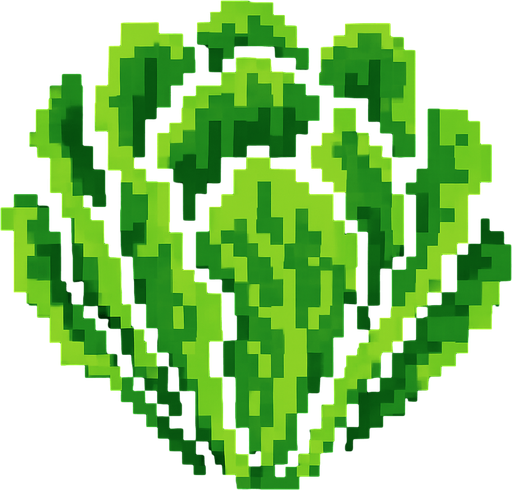 lechuga de pixeles.
In-Game asset.  2d.  High contrast.  No shadows
