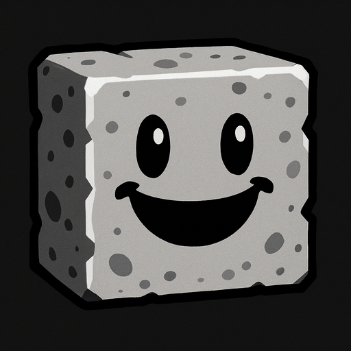 Happy gray block.
In-Game asset.  2d.  High contrast.  No shadows