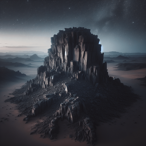 Rock at night, drone view