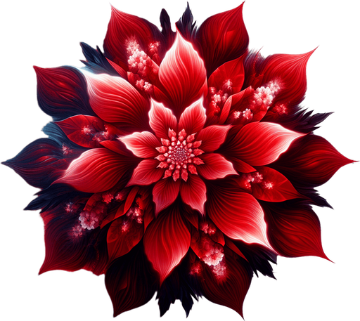 red flower.
Single Game Texture.  In-Game asset.  2d.  Blank background.  High contrast.  No shadows