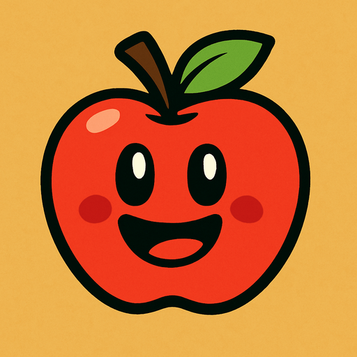 apple cartoon.
In-Game asset.  2d.  High contrast.  No shadows