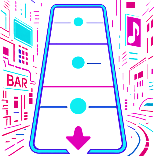 Cyberpunk style single lane for music rhythm game.
In-Game asset.  2d.  High contrast.  No shadows