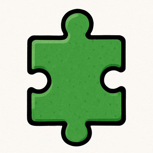 A green puzzle piece.
In-Game asset.  2d.  High contrast.  No shadows