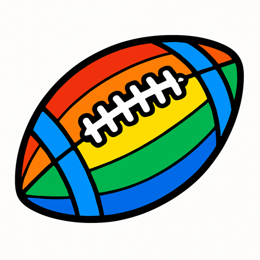 Rainbow themed american football.
In-Game asset.  2d.  High contrast.  No shadows