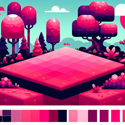 pink forest template background pixels 2d  düz zemin.
Single Game Texture.  In-Game asset.  2d.  Blank background.  High contrast.  No shadows. bacground pink templete and trees