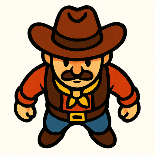 Top view cowboy good..
In-Game asset.  2d.  High contrast.  No shadows