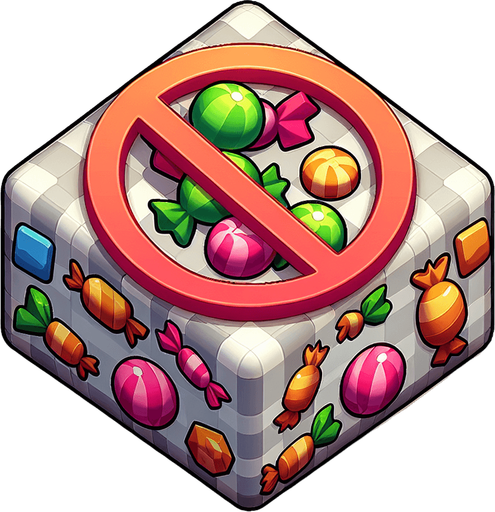 vietate caramelle.
Single Game Texture. In-Game asset. 2d. Blank background. High contrast. No shadows.