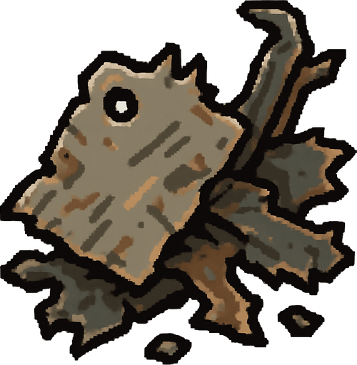 pixel bir hurda parçası.
In-Game asset.  2d.  High contrast.  No shadows