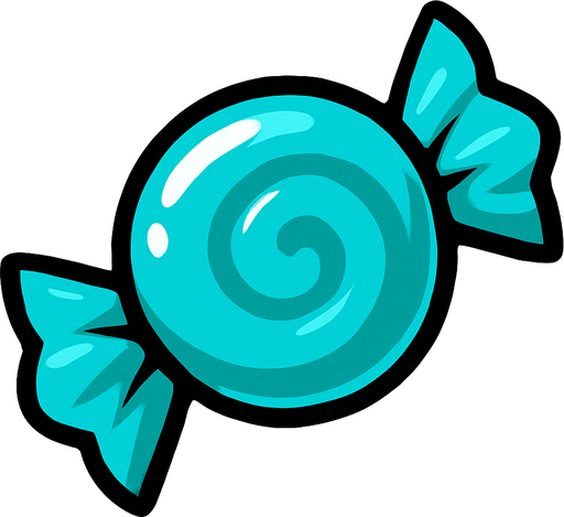 Cyan candy.
In-Game asset.  2d.  High contrast.  No shadows