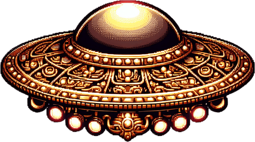 space boss ufo.
Single Game Texture.  In-Game asset.  2d.  Blank background.  High contrast.  No shadows