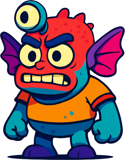 Garip bir oyun karakteri 3d pixar tarzı.
In-Game asset.  2d.  High contrast.  No shadows