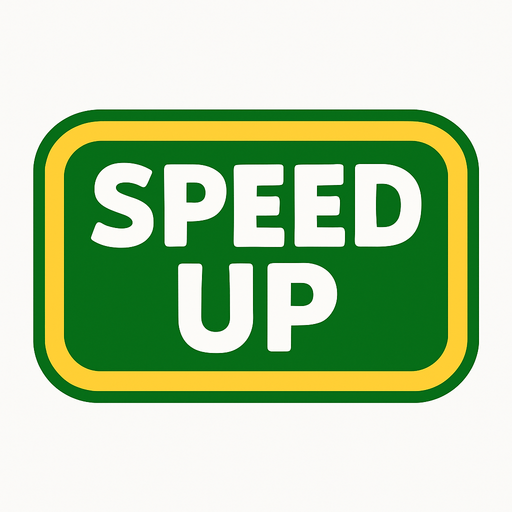 üzerinde SPEED UP yazan bir buton.
In-Game asset.  2d.  High contrast.  No shadows