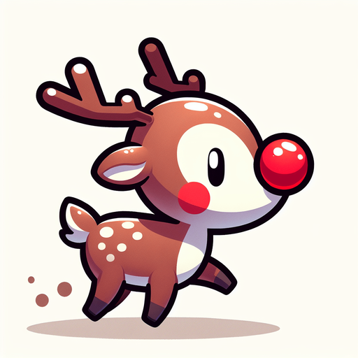 Profil view of a cute little santa's reindeer with a red nose, walking in the right direction. no background . no floor. In-Game asset. 2d. Blank background. High contrast. No shadows.