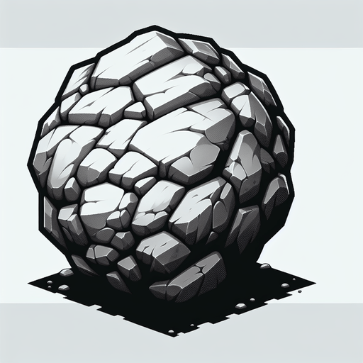 rock.
Single Game Texture. In-Game asset. 2d. Blank background. High contrast. No shadows. 100 by 100 sieze