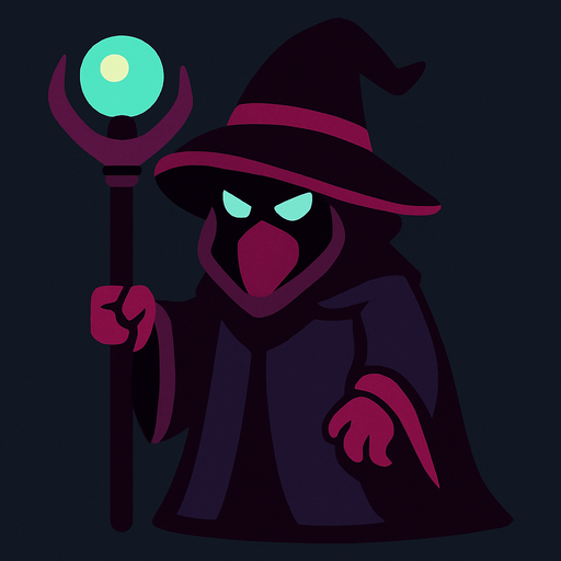 dark wizard 2d in game asset.
In-Game asset.  2d.  High contrast.  No shadows