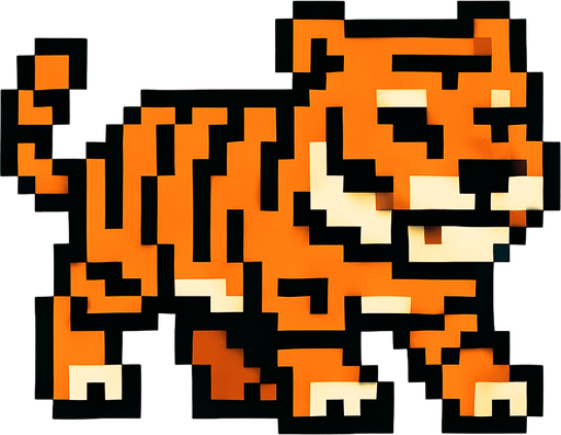 Tiger 8 bit.
In-Game asset.  2d.  High contrast.  No shadows
