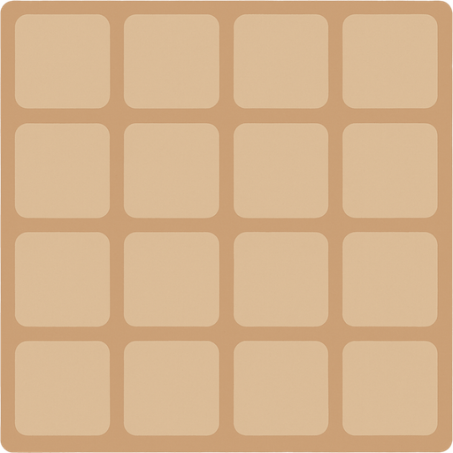 Design a background similar to the original 2048 game.

Use a warm, soft beige or light brown tone as the main background.

Include a grid layout with rounded square slots where tiles appear.

Each slot should have a slightly darker shade than the background to show the empty grid clearly.

Keep the overall design minimal, clean, and visually balanced..
In-Game asset.  2d.  High contrast.  No shadows