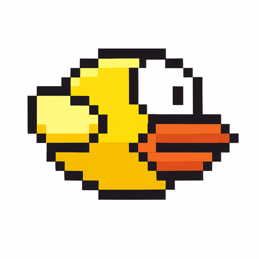 pajaro de flappy bird 2d.
In-Game asset.  2d.  High contrast.  No shadows