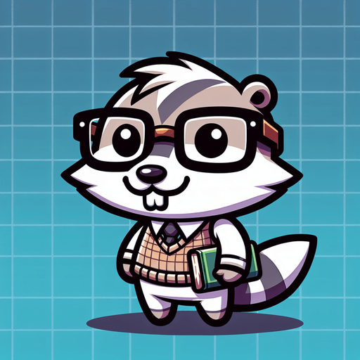 nerdy cartoon animal.
Single Game Texture. In-Game asset. 2d. Blank background. High contrast. No shadows.