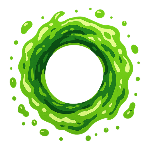 green round portal made of green portal fuid.
In-Game asset.  2d.  High contrast.  No shadows