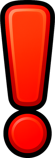 Red exclamation mark with a gradient and a stroke.
In-Game asset.  2d.  High contrast.  No shadows