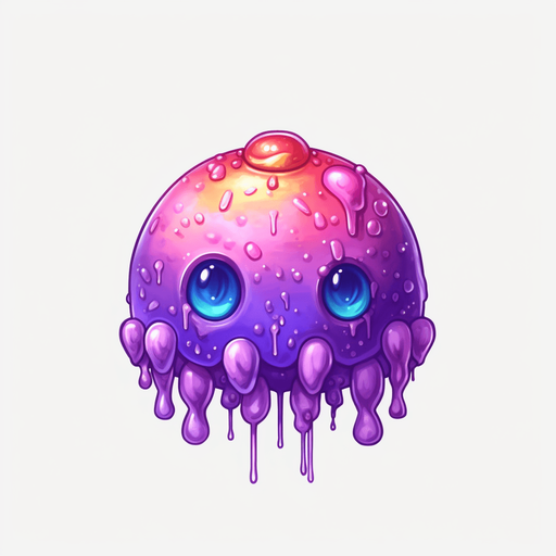 Single alien boss slime bullet, round
Game Texture. In-Game asset. 2d. Pixelart. White background. Blank background. Low detail. High contrast.