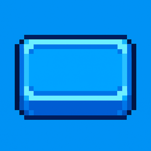 Crea un botón de color azul pixel.
In-Game asset.  2d.  High contrast.  No shadows